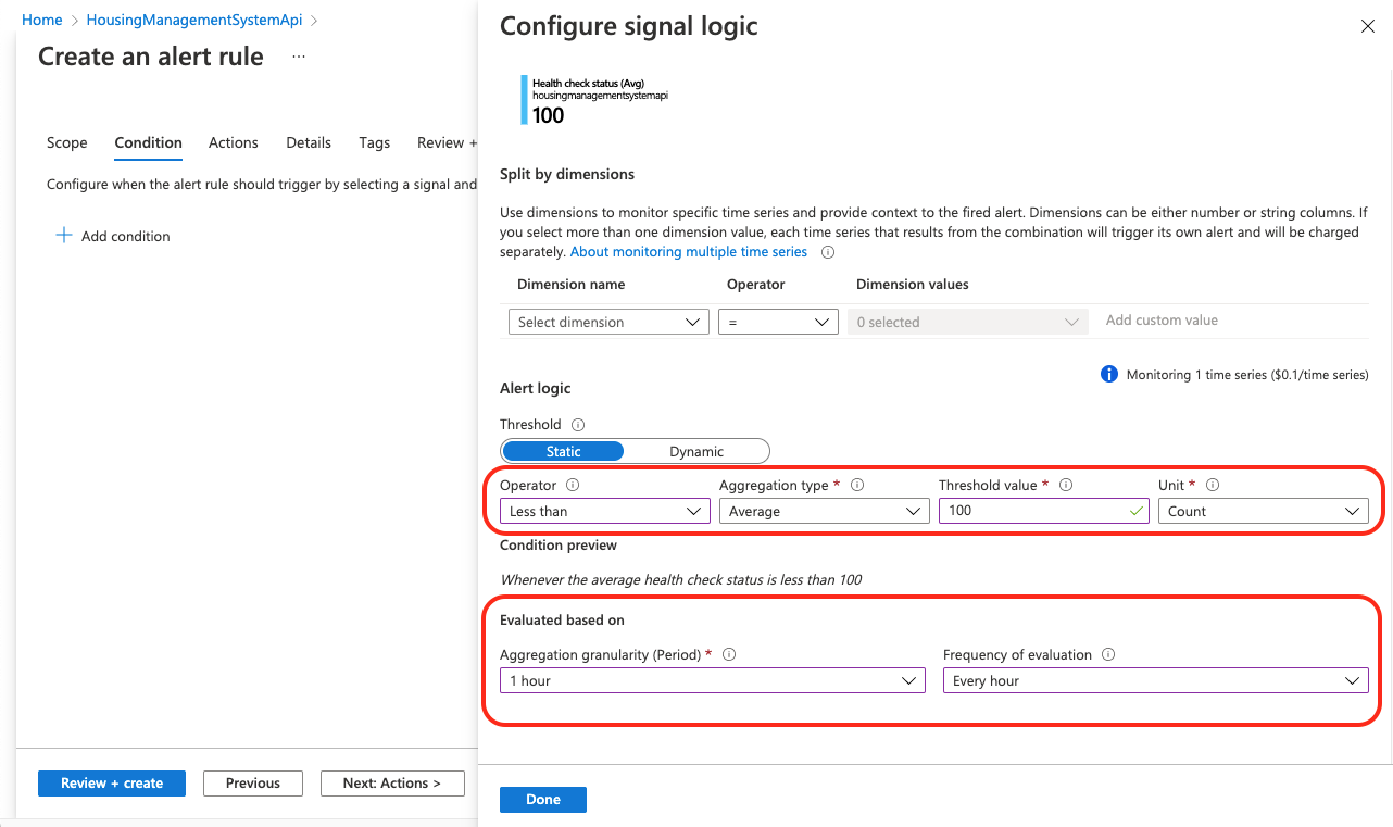 Create Azure alert rule signal logic