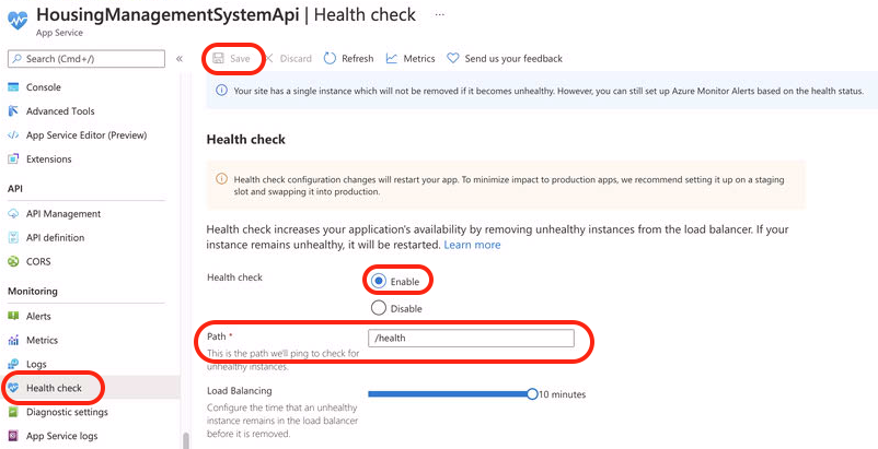 Configure a health check